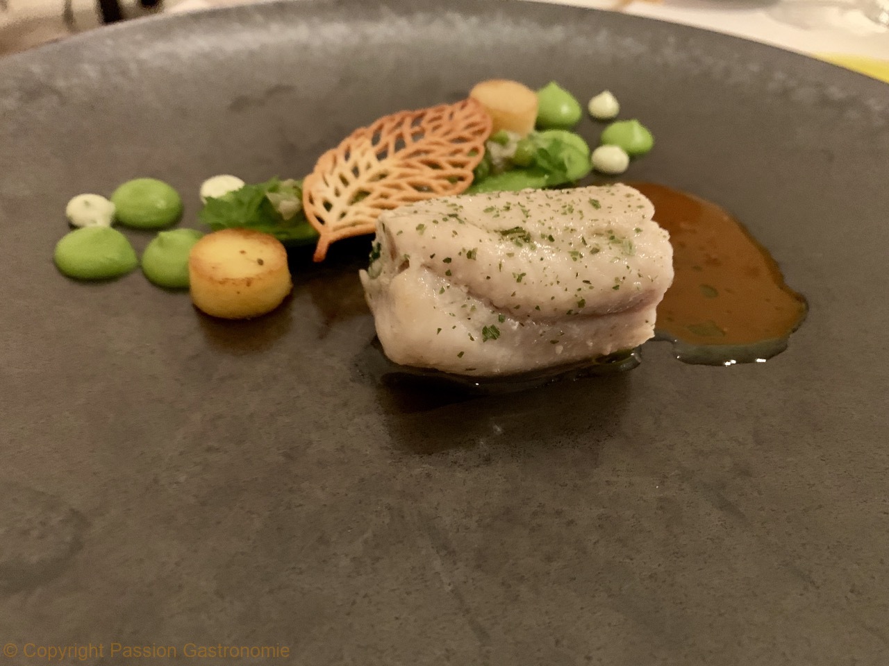 Restaurant Attablez-Vous - Sole de nos côtes, petits pois, ail des ours, jus de volaille perlé